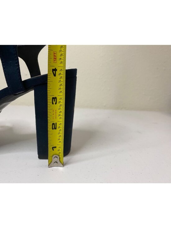 PoP Navy Blue Heels Sandals Womens 6.5 M Block Heel Strappy, Dress Shoes - Picture 16 of 16